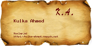 Kulka Ahmed névjegykártya